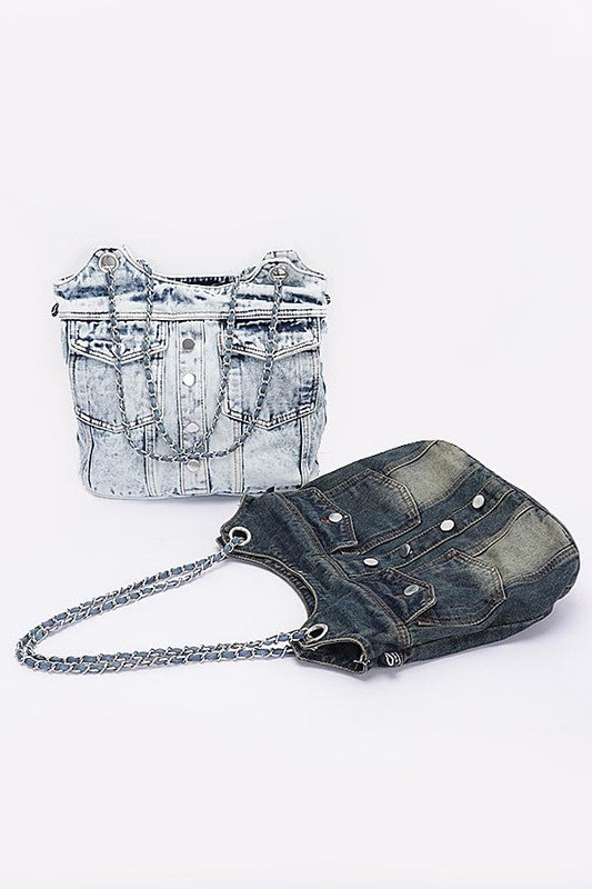 Denim Dreams Chain Tote Bag – Vintage Edge, Everyday Vibe Coco’s Tee Boutique